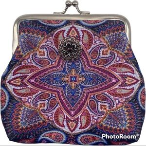Blue & Red Paisley Snap Jewelry Change Purse with & Burgandy Floral Snap! VIDEO!